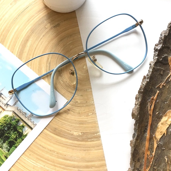 Vintage Accessories - VINTAGE Blue Oversized Glasses Frames Metal